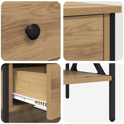 vidaXL Bedside Cabinet with Drawer 2 pcs Artisan oak 40 x 42 x 45 cm