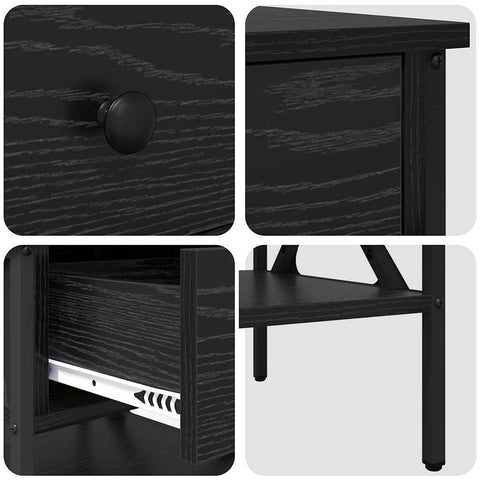 vidaXL Bedside Cabinet with Drawer Black oak 40 x 42 x 45 cm