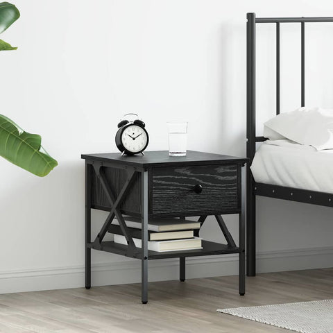 vidaXL Bedside Cabinet with Drawer Black oak 40 x 42 x 45 cm
