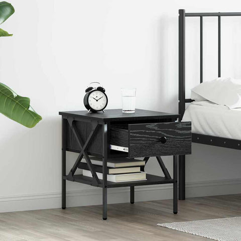vidaXL Bedside Tables 2 pcs Black Oak 40x42x45 cm Engineered Wood