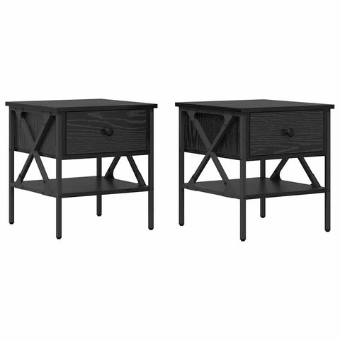 vidaXL Bedside Tables 2 pcs Black Oak 40x42x45 cm Engineered Wood