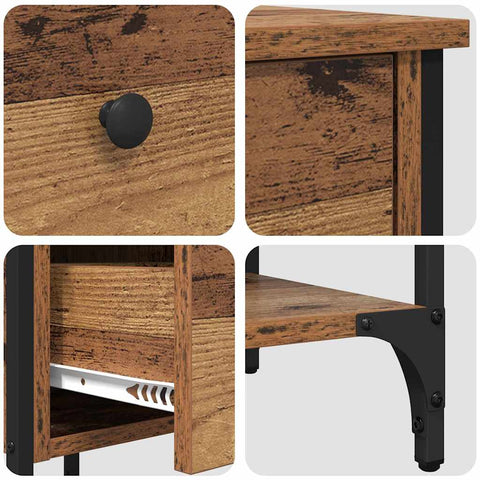 vidaXL Bedside Cabinet with Drawer 2 pcs Brown 33.5 x 36 x 70 cm