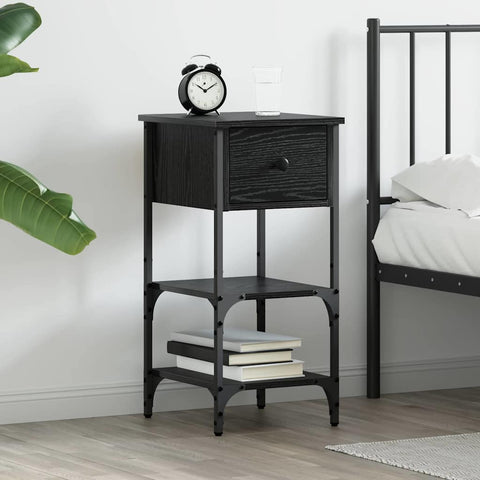 vidaXL Bedside Cabinet Black Oak 33.5 x 36 x 70 cm Solid Reclaim Wood