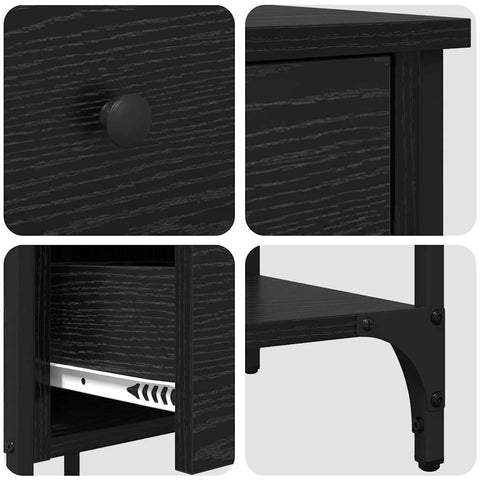 vidaXL Bedside Cabinet with Drawer 2 pcs Black Oak 33.5 x 36 x 70 cm