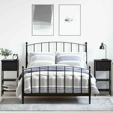 vidaXL Bedside Cabinet with Drawer 2 pcs Black Oak 33.5 x 36 x 70 cm