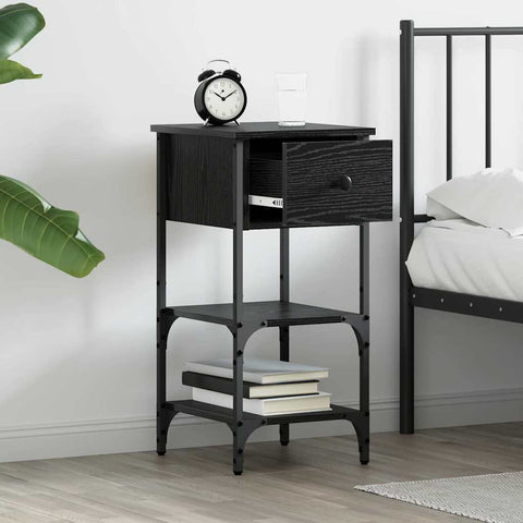 vidaXL Bedside Cabinet with Drawer 2 pcs Black Oak 33.5 x 36 x 70 cm