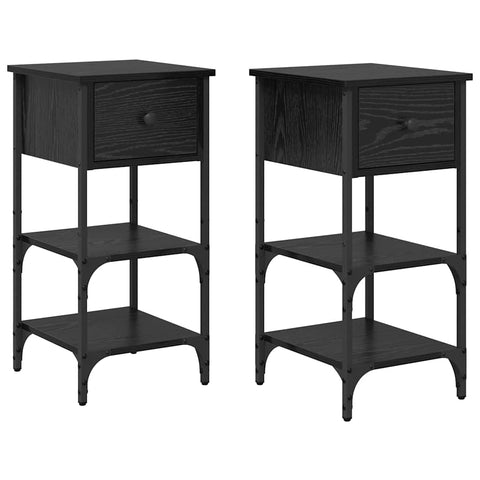 vidaXL Bedside Cabinet with Drawer 2 pcs Black Oak 33.5 x 36 x 70 cm