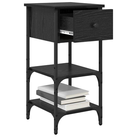 vidaXL Bedside Cabinet with Drawer 2 pcs Black Oak 33.5 x 36 x 70 cm