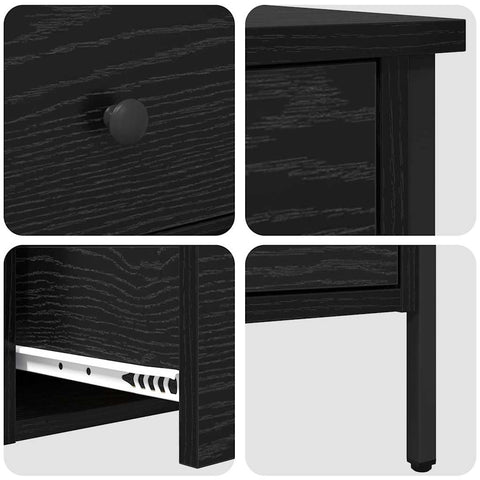 vidaXL Bedside Cabinet Black Oak 40x42x50 cm Engineered Wood