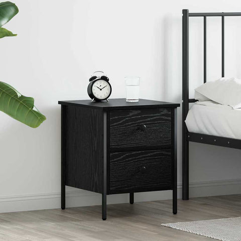 vidaXL Bedside Cabinet Black Oak 40x42x50 cm Engineered Wood