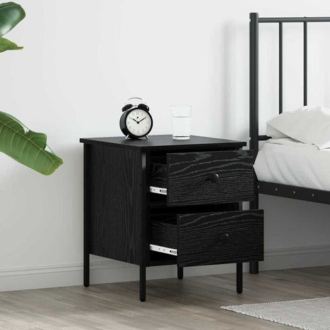 vidaXL Bedside Cabinet Black Oak 40x42x50 cm Engineered Wood