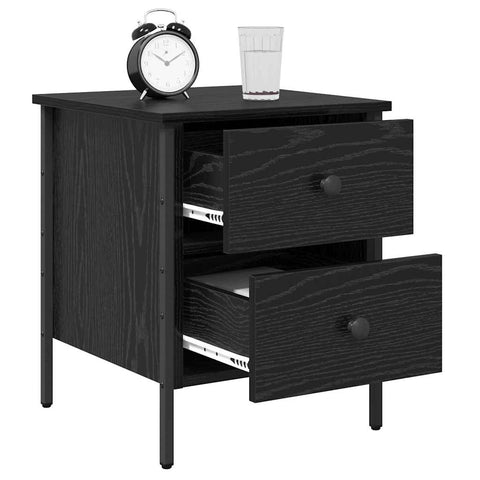 vidaXL Bedside Cabinet Black Oak 40x42x50 cm Engineered Wood