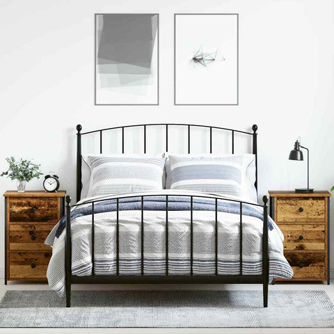 vidaXL Old Wood Bedside Tables Old Wood Particle board, Metal Medium
