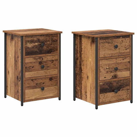 vidaXL Old Wood Bedside Tables Old Wood Particle board, Metal Medium
