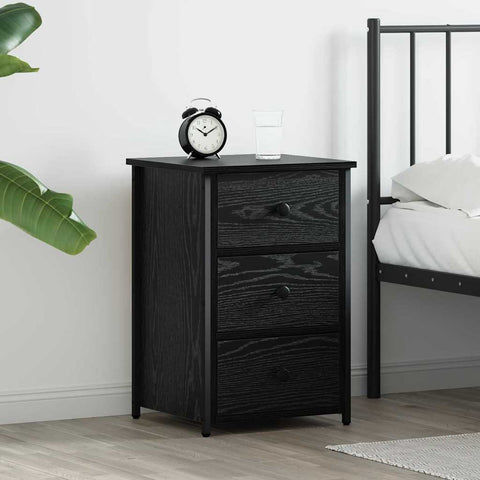 vidaXL Black Oak Nightstand Black Oak MDF, Metal Compact