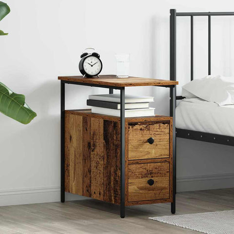 vidaXL Bedside Cabinet 2 pcs Old wood Iron and particle board