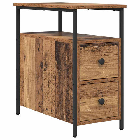 vidaXL Bedside Cabinet 2 pcs Old wood Iron and particle board