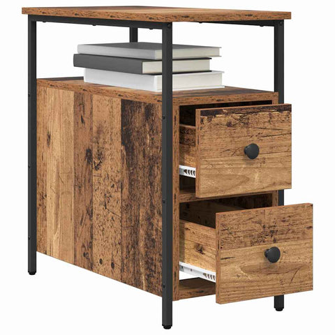 vidaXL Bedside Cabinet 2 pcs Old wood Iron and particle board