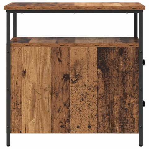 vidaXL Bedside Cabinet 2 pcs Old wood Iron and particle board