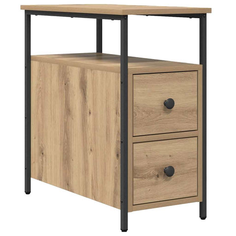 vidaXL Bedside Cabinet with Drawer Artisan oak Iron and particle board