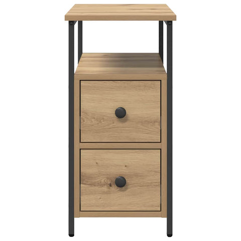 vidaXL Bedside Cabinet with Drawer Artisan oak Iron and particle board
