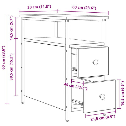 vidaXL Bedside Cabinet with Drawer Artisan oak Iron and particle board