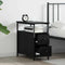 vidaXL Bedside Cabinet with Drawer Black oak Iron and particle board