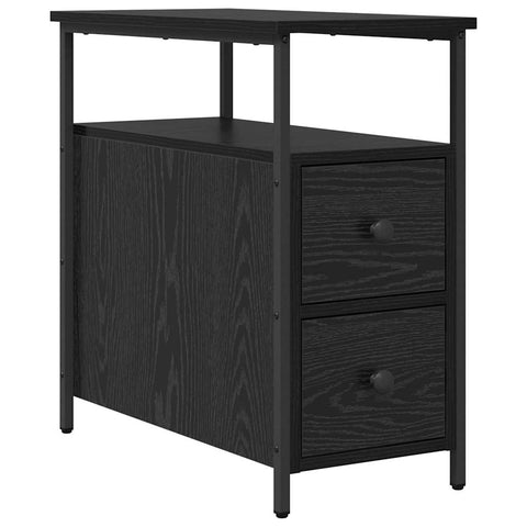 vidaXL Bedside Cabinet with Drawer Black oak Iron and particle board