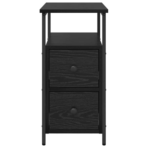 vidaXL Bedside Cabinet with Drawer Black oak Iron and particle board