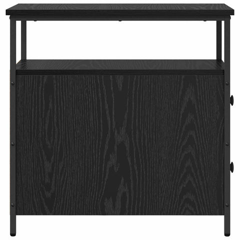 vidaXL Bedside Cabinet with Drawer Black oak Iron and particle board