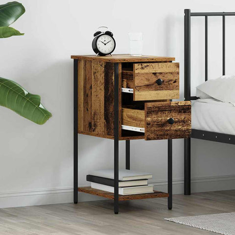 vidaXL Bedside Cabinet with Drawer Old wood Engineered wood