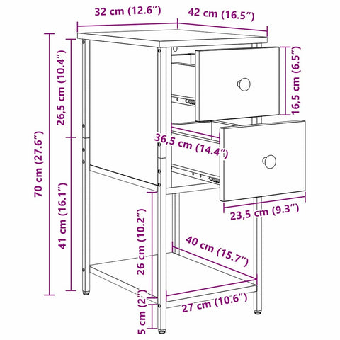 vidaXL Bedside Cabinet with Drawer Old wood Engineered wood