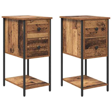vidaXL Bedside Cabinet with Drawer 2 pcs Old wood Engineered wood