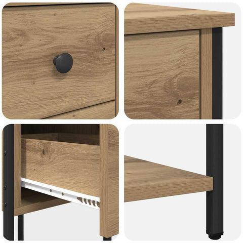 vidaXL Bedside Cabinet with Drawer Artisan oak Engineered wood