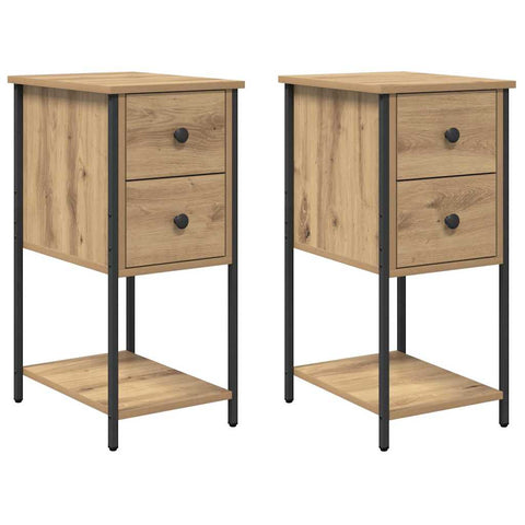 vidaXL Bedside Cabinet with Drawer 2 pcs Artisan oak Engineered wood