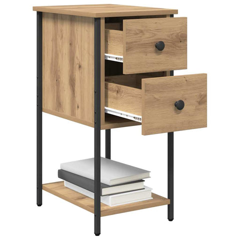 vidaXL Bedside Cabinet with Drawer 2 pcs Artisan oak Engineered wood