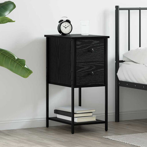 vidaXL Bedside Cabinet with Drawer Black oak Engineered wood