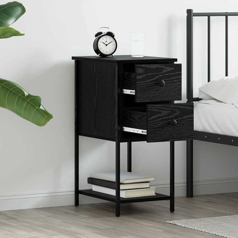 vidaXL Bedside Cabinet with Drawer Black oak Engineered wood