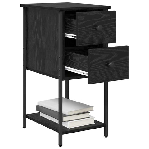 vidaXL Bedside Cabinet with Drawer Black oak Engineered wood