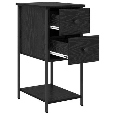 vidaXL Bedside Cabinet with Drawer 2 pcs Black oak Engineered wood