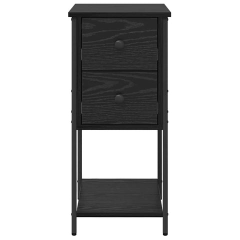vidaXL Bedside Cabinet with Drawer 2 pcs Black oak Engineered wood