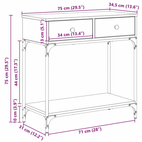 vidaXL Console Table Old Wood 75x34.5x75 cm Engineered Wood