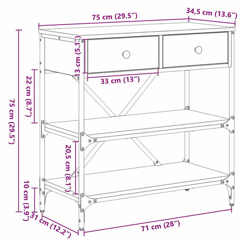 vidaXL Console Table Artisan Oak 75x34.5x75 cm Engineered Wood
