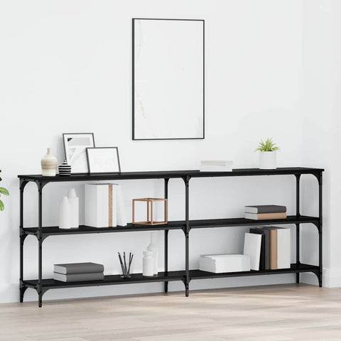 vidaXL Console Table Black Oak 200x29x75 cm Engineered Wood