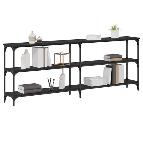 vidaXL Console Table Black Oak 200x29x75 cm Engineered Wood