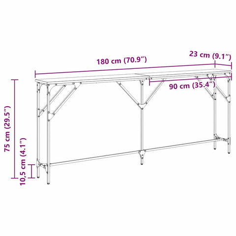 vidaXL Console Table Old Wood 180x23x75 cm Engineered Wood