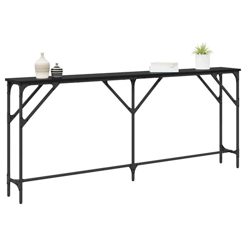 vidaXL Console Table Black Oak 180x23x75 cm Engineered Wood