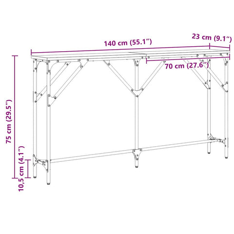 vidaXL Console Table Old Wood 140x23x75 cm Engineered Wood