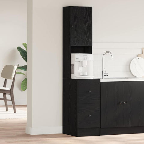 vidaXL Kitchen Cabinet with Drawer with Shelf with Storage with Door Black oak Engineered wood