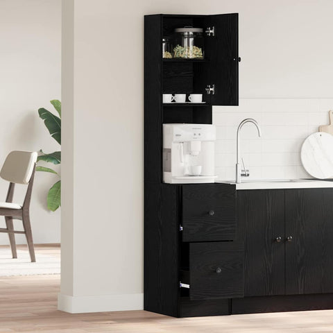 vidaXL Kitchen Cabinet with Drawer with Shelf with Storage with Door Black oak Engineered wood